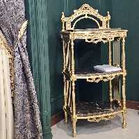 میز سرو طلایی با صفحه سنگ