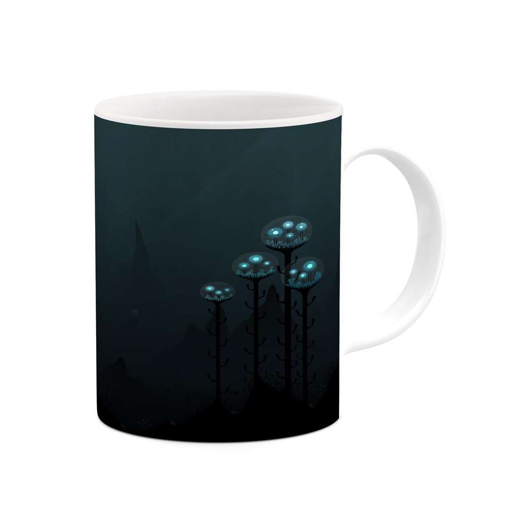 ماگ کاکتی طرح زمینه مشکی فانتزی مدل mgh19555