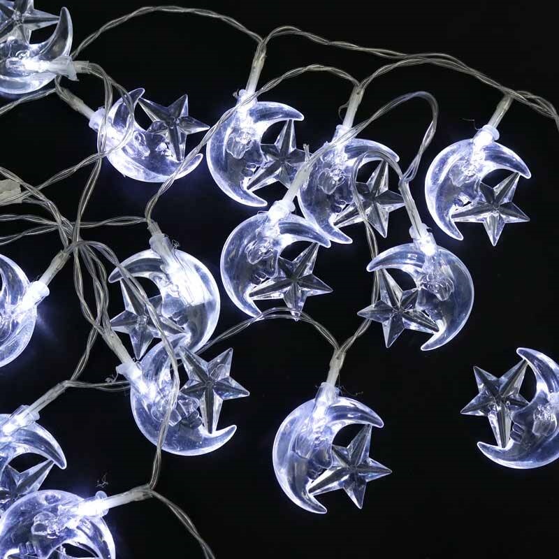 ریسه طرح ماه و ستاره باتری خور سه تایی مهتابی 2٫5 متری