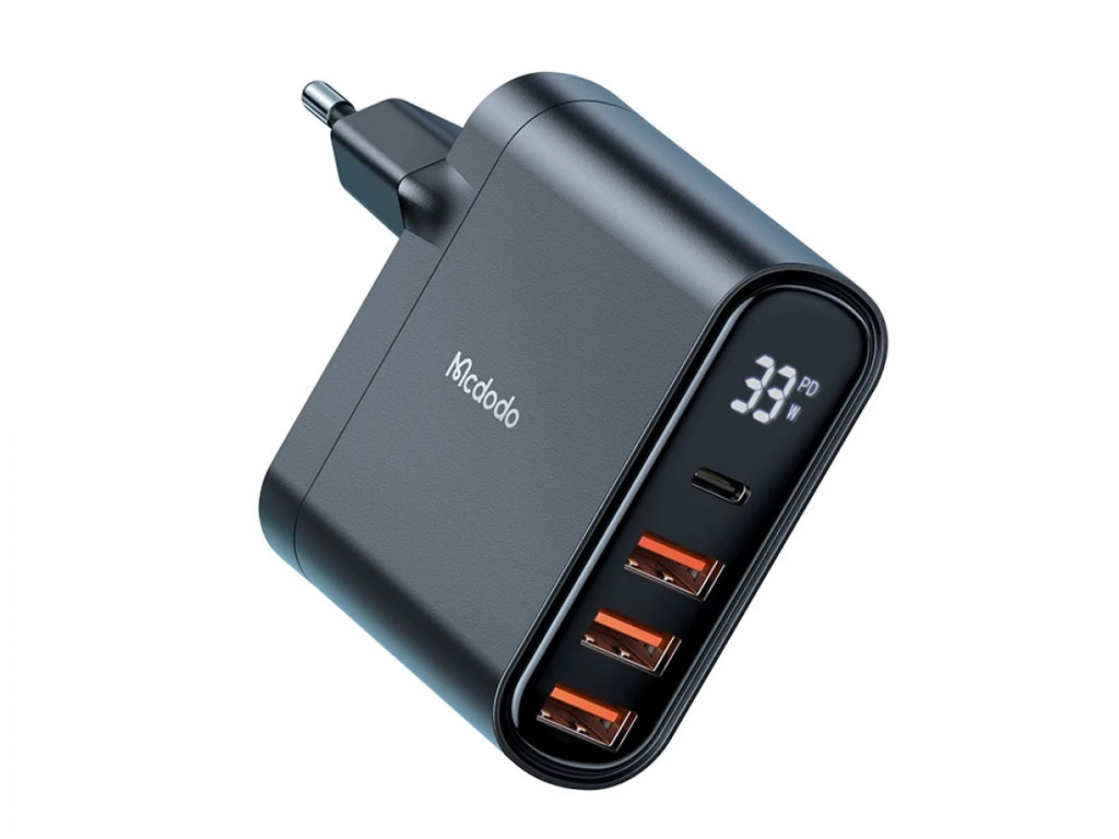 شارژر دیواری 4 پورت فست‌شارژ 33 واتی مک‌دودو Mcdodo CH-2250 33W Digital Display Charger Adapter