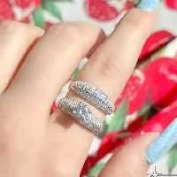 حلقه پشت حلقه نقره زنانه عیار 925 و آبکاری طلا سفید