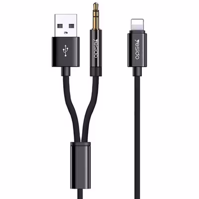 کابل تبدیل USB/جک 3.5 میلی متری به لایتنینگ یسیدو مدل YAU18 طول 1.2 متر