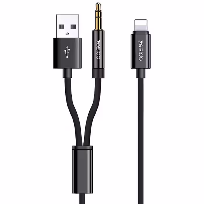 کابل تبدیل USB/جک 3.5 میلی متری به لایتنینگ یسیدو مدل YAU18 طول 1.2 متر