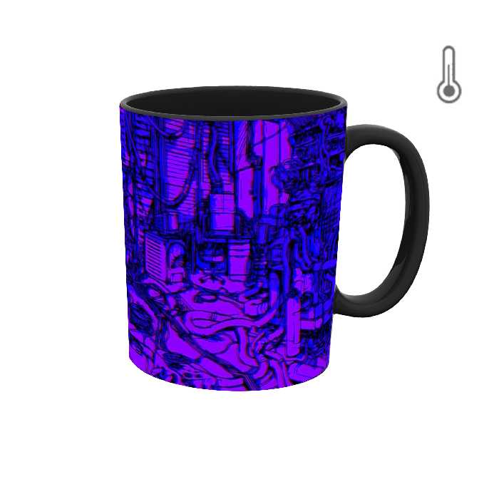 ماگ حرارتی طرح گرافیکی ابی بنفش 