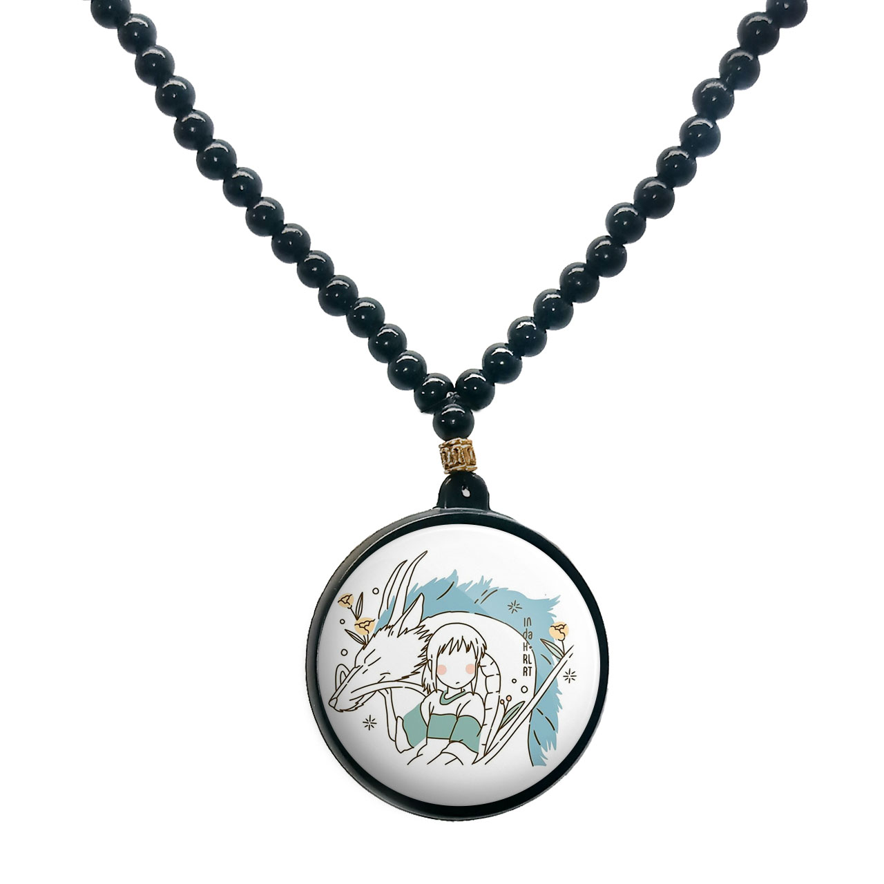 گردنبند پرمانه طرح Spirited Away کد pmd.25644 مدل دو طرفه