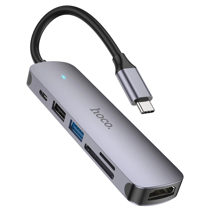 هاب 6 پورت Type-C 6 in 1 به طول 02 متر مدل 4K از برند هوکو مدل Hoco HB28 (نسخه اورجینال وارداتی)