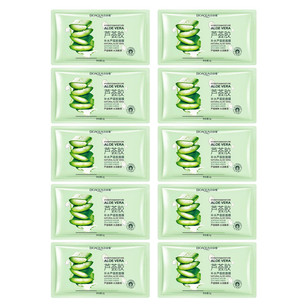 ماسک صورت بایو آکوا مدل Aloe Vera وزن 2 گرم بسته 10 عددی