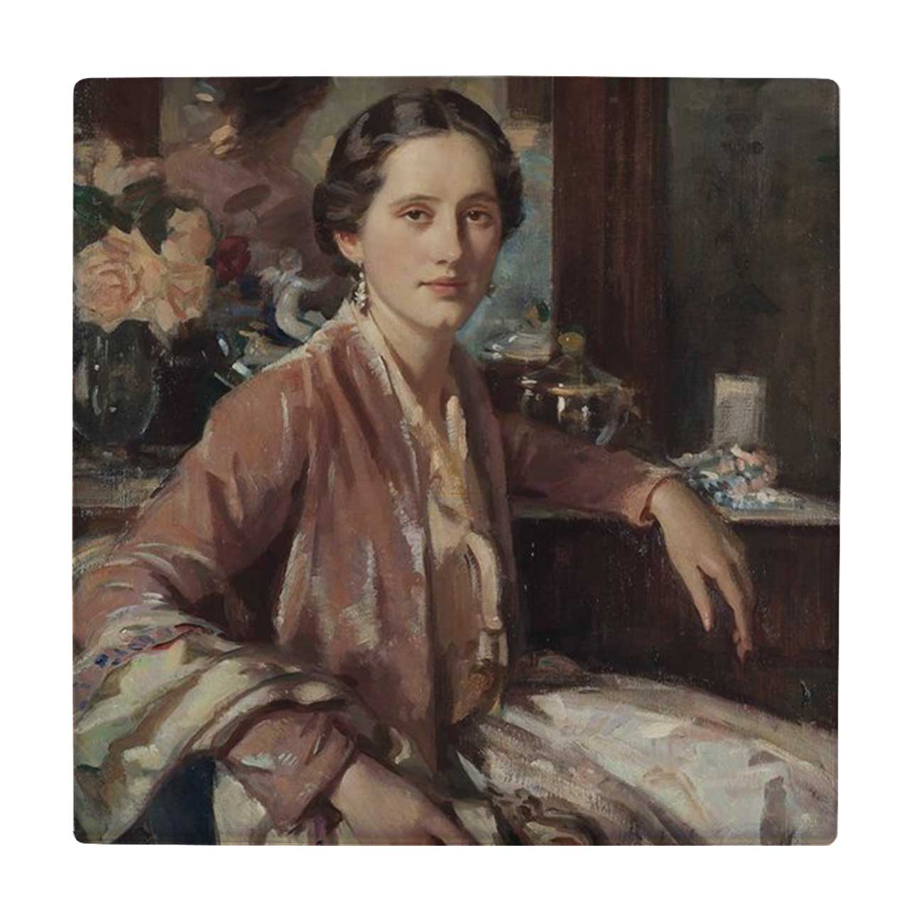  کاشی کارنیلا طرح نقاشی بانوی اشرافی کد wkk569