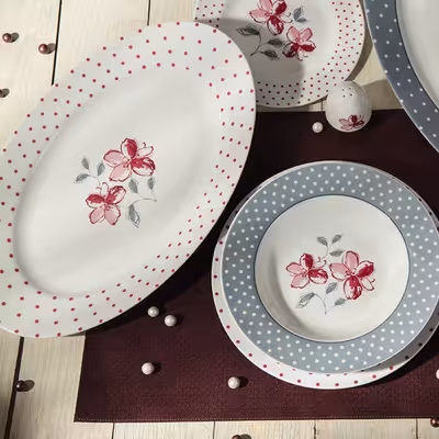 سرویس غذاخوری 28 پارچه چینی زرین ایران سری ایتالیا اف مدل والنسیا درجه یک