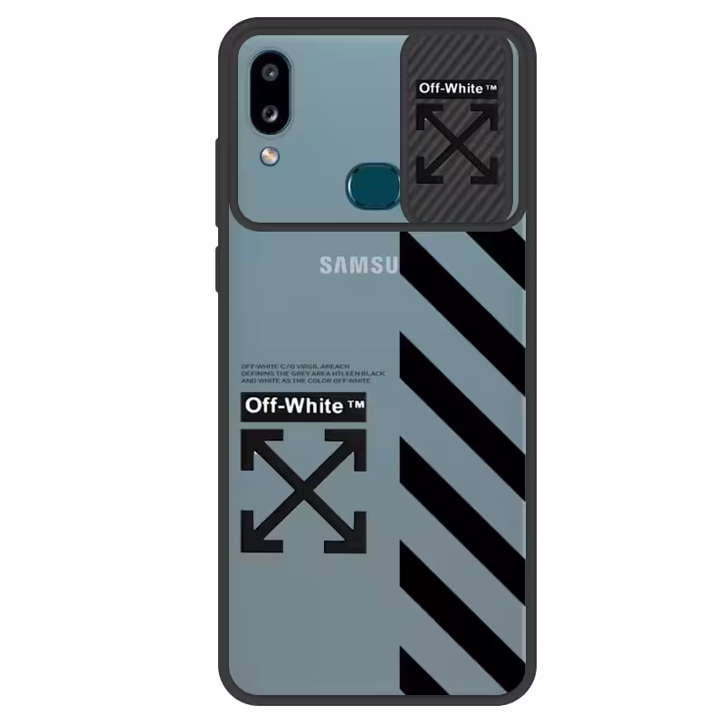 قاب طرحدار پسرانه مناسب برای گوشی Samsung Galaxy A10S مدل ماکرو شیلد محافظ لنزدار سبک بوتیک مدل آف وایت OFF WHITE