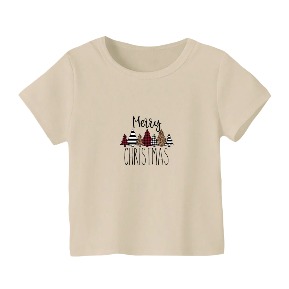 تی شرت آستین کوتاه بچگانه مدل نوشته کریسمس کد 15 رنگ کرم