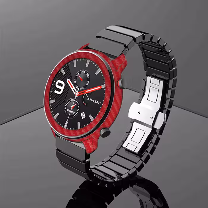 برچسب ماهوت طرح Red Fiber مناسب برای ساعت هوشمند شیایومی Amazfit GTR 47mm