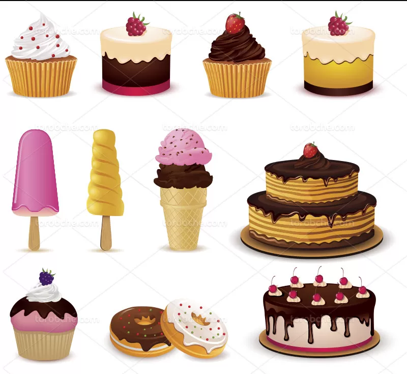 فایل وکتور کیک و شیرینی | گرافیک با طعم تربچه