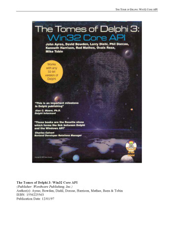 خرید و دانلود نسخه کامل کتاب The Tomes of Delphi 3: Win32 Core Api