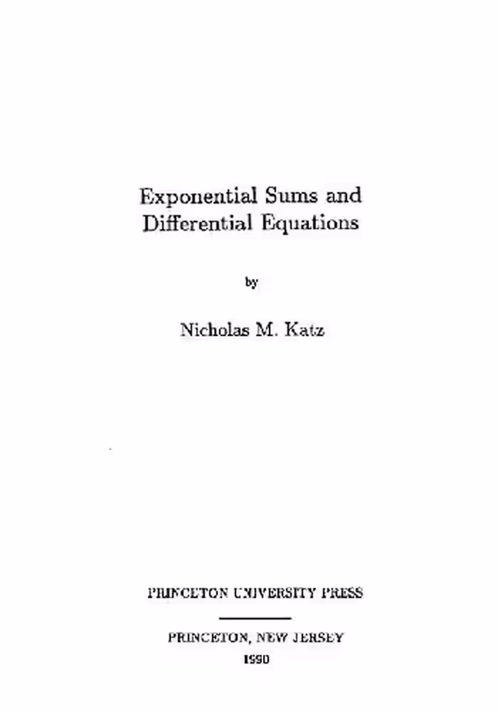 خرید و دانلود نسخه کامل کتاب Exponential sums and differential equations