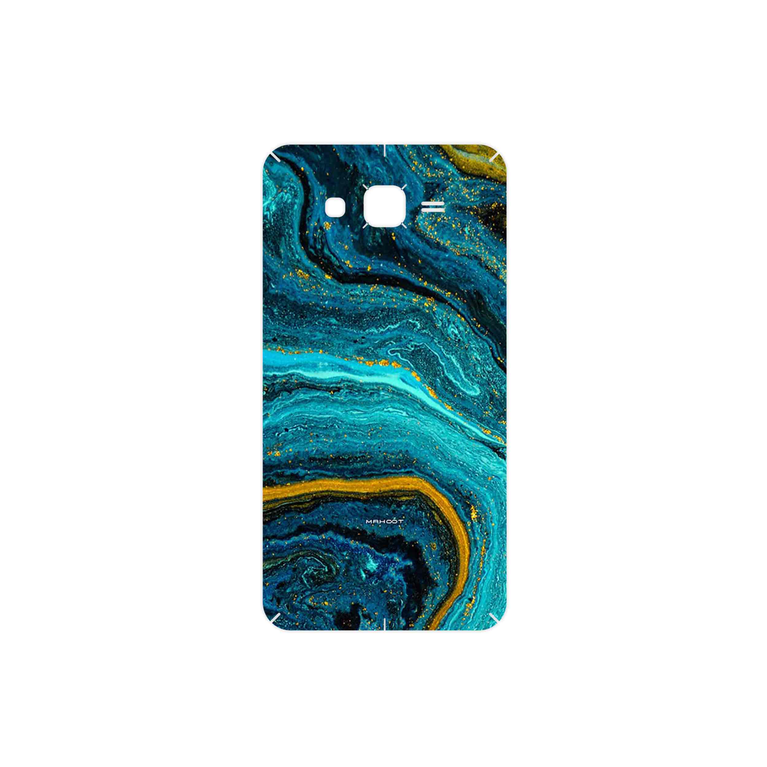 برچسب پوششی ماهوت مدل Turquoise marblewith golden streaks مناسب برای گوشی موبایل سامسونگ Galaxy J7 2015