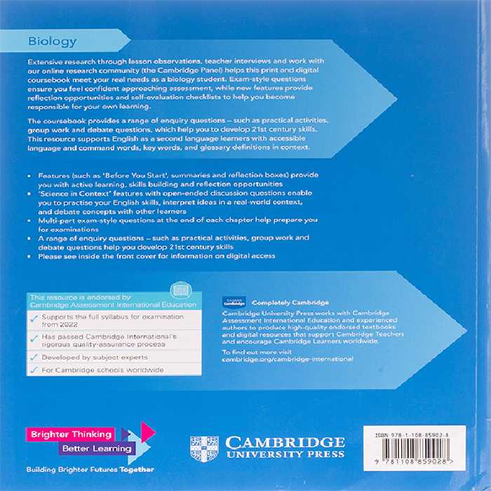 کتاب Cambridge International AS &amp; A Level Biology اثر Mary Jones انتشارات دانشگاه کمبریج