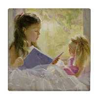  کاشی کارنیلا طرح نقاشی دختر بچه و عروسک کد wkk3162