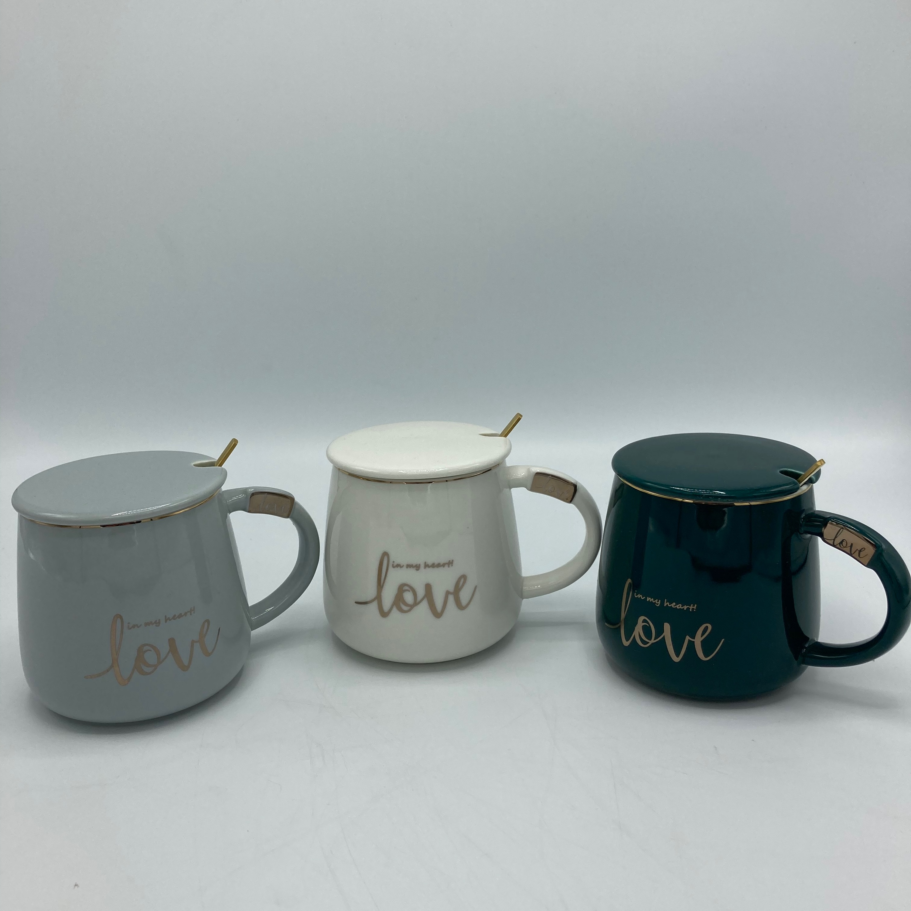 ماگ قاشق و درب دار طرح لاو سرامیکی کد 146 