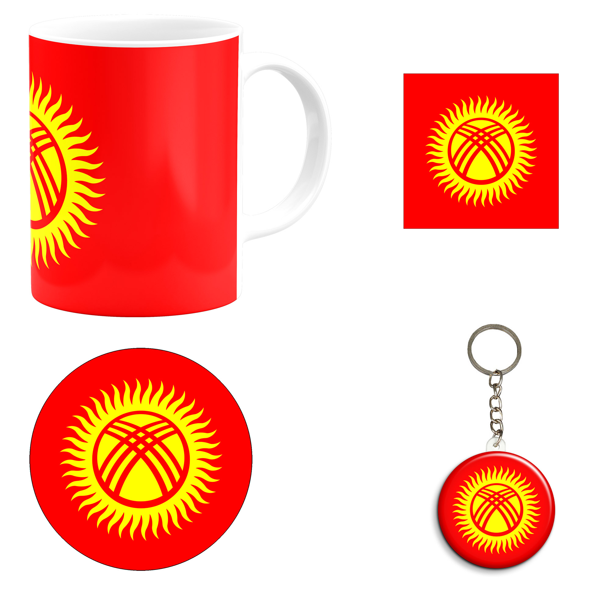 ست هدیه ماگ طرح پرچم قرقیزستان مدل Kyrgyzstan کد M1
