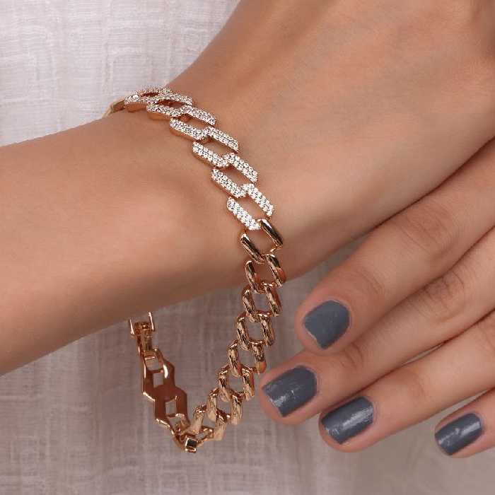 دستبند سلطان  با نگین های سوارسکی  مخراج کاری شده رنگ ثابت و ضدحساسیت