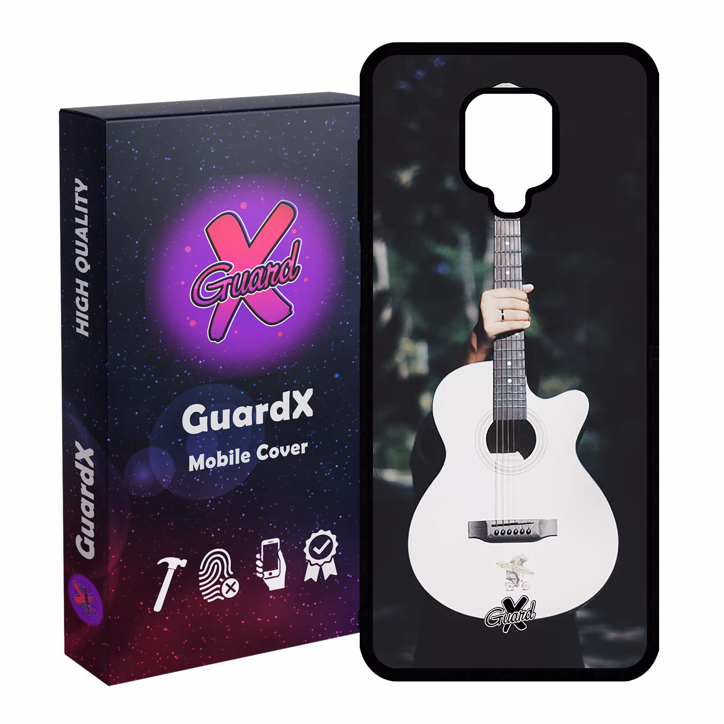 کاور گارد ایکس طرح گیتار مدل Glass10263 مناسب برای گوشی موبایل شیائومی Redmi Note 9S / Note 9 Pro / Note 9 Pro Max