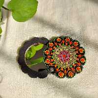 آینه دستی چوبی دخترانه زیبا ماندالا 