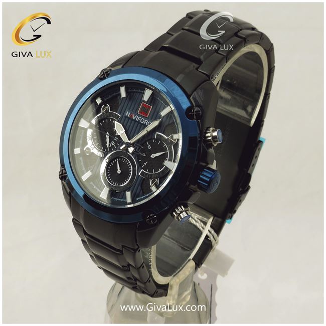 ساعت مچی اورجینال مردانه ناوی فورس|Naviforce|نوی فورس|نیوی فورس سه موتوره فول تایم مشکی | مشکی| مشکی| کد رفرنس NF9113 B/BE/B