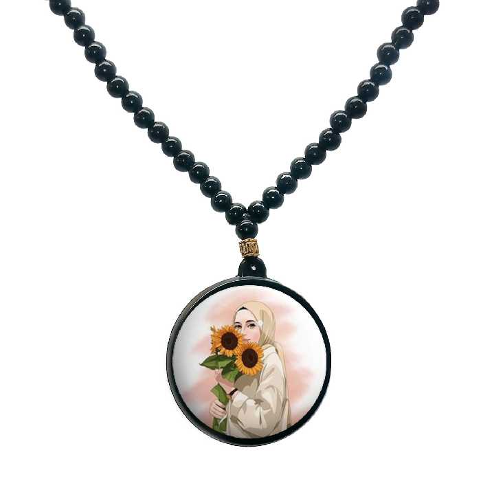 گردنبند پرمانه طرح حجاب کد pmd.24012 مدل دو طرفه