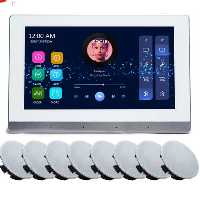 کنترل پنل موسیقی تاچ پنل امپلی فایر دیواری 7 اینچی اندروید10 wifi اتصال 8 اسپیکر 30 وات با دو زون دو مسیره 16 گیگ حافظه