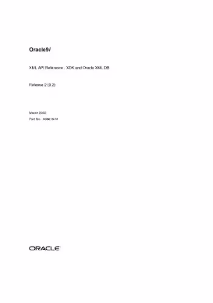 خرید و دانلود نسخه کامل کتاب Oracle 9i Rel 2 XML API Reference