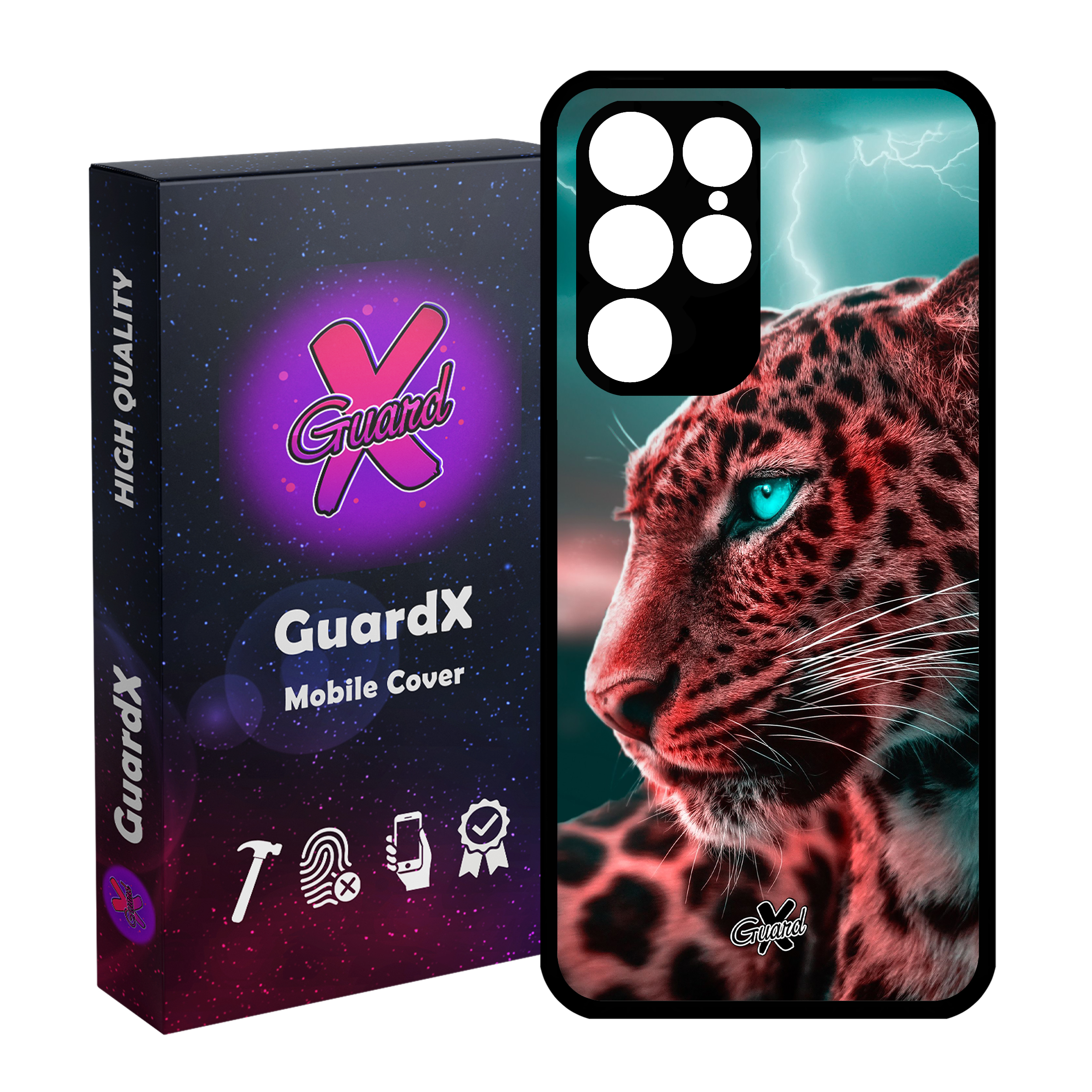 کاور گارد ایکس طرح پلنگ مدل Glass10233 مناسب برای گوشی موبایل سامسونگ Galaxy S22 Ultra