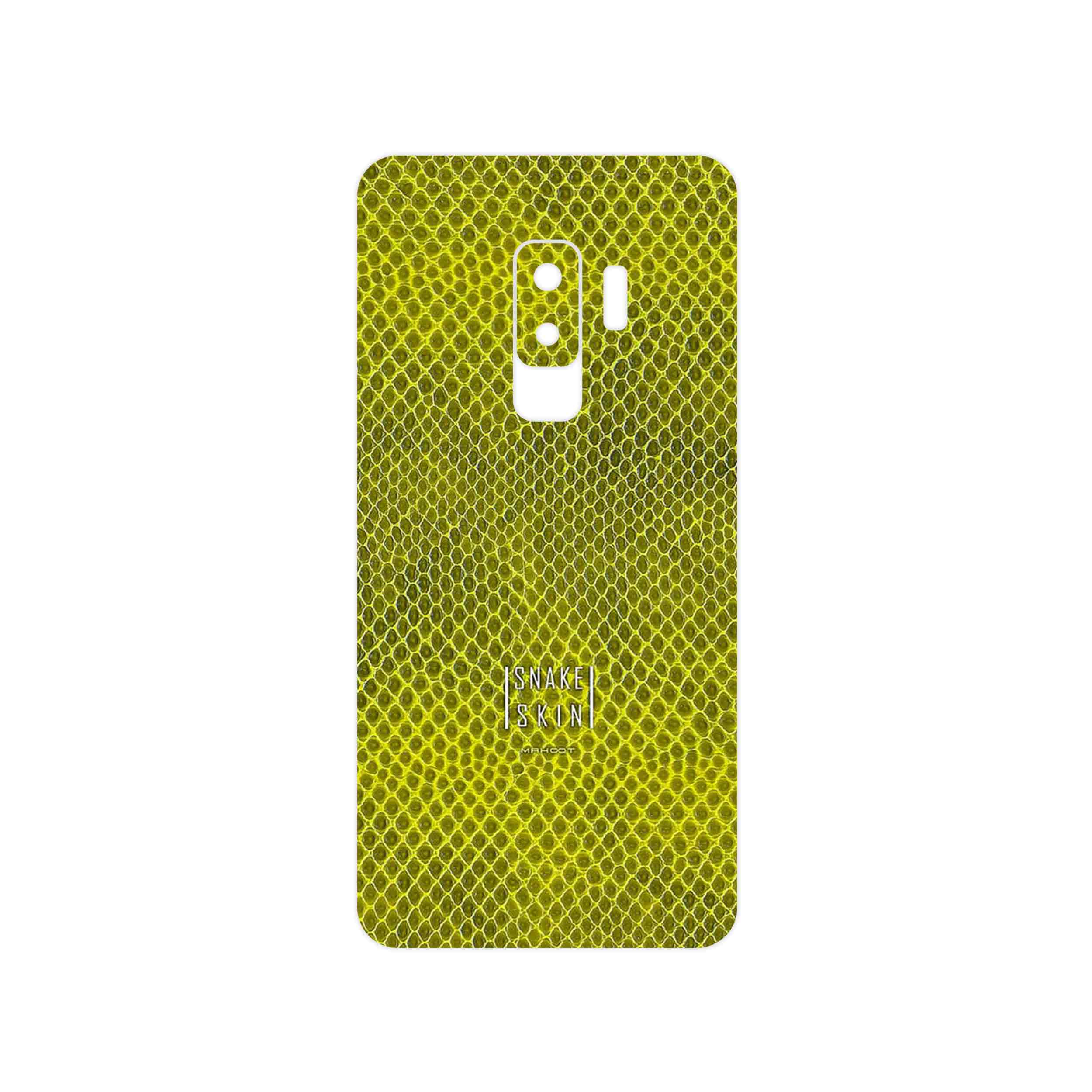 برچسب پوششی ماهوت مدل Yellow Snake Skin مناسب برای گوشی موبایل سامسونگ Galaxy S9 Plus