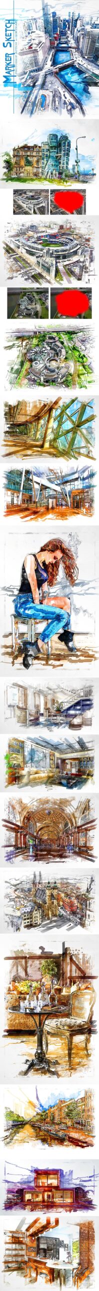 دانلود Marker Sketch Photoshop Action