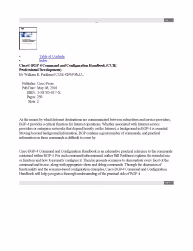 خرید و دانلود نسخه کامل کتاب Cisco BGP-4 Command and Configuration Handbook