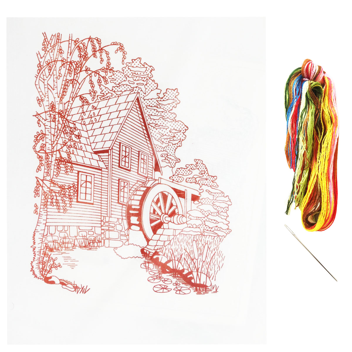 بسته گلدوزی نمونه مدل آسیاب آبی کد 8 مجموعه 3 عددی