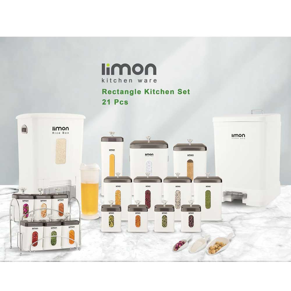 سرویس آشپزخانه 21 پارچه چهارگوش لیمون