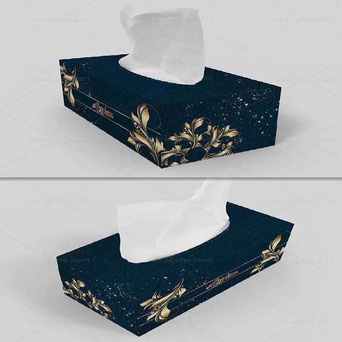طرح جعبه دستمال کاغذی طلایی | گرافیک با طعم تربچه