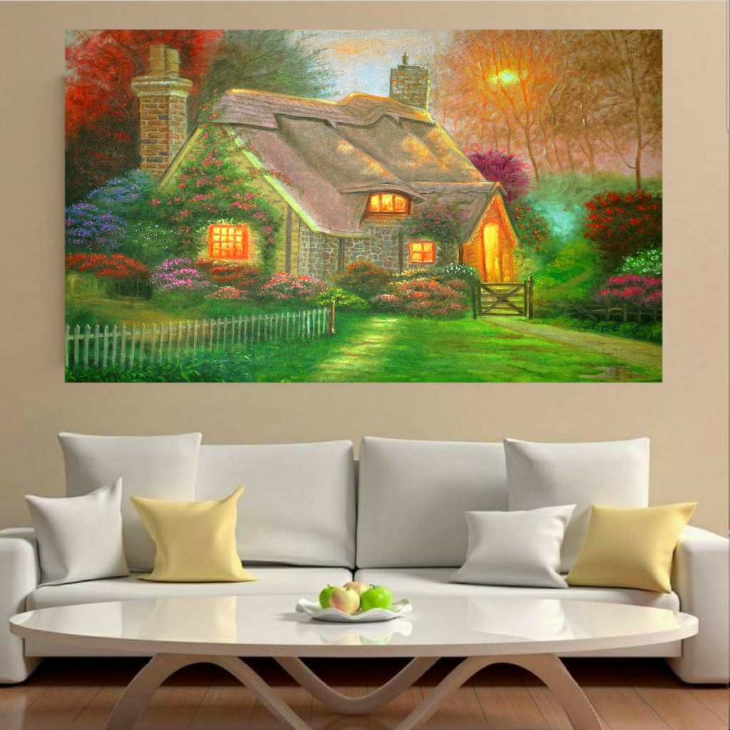 تابلو بوم طرح طبیعت و کلبه مدل SDB3013