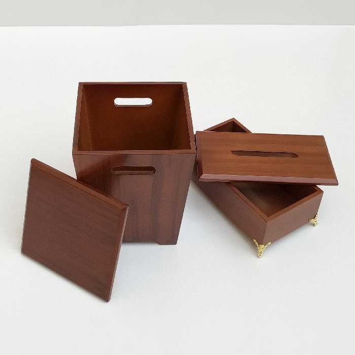 ست سطل و جعبه دستمال کاغذی مدل پایه فلزی