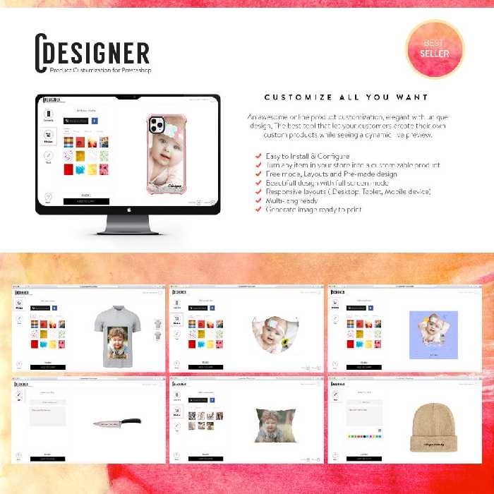 دانلود ماژول Product Customization Designer برای پرستاشاپ