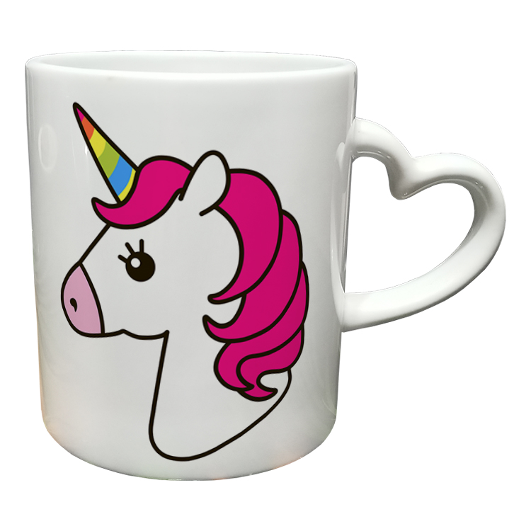 ماگ مدل دسته قلبی طرح یونیکورن کد 85