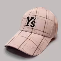 کلاه کپ چهارخونه صورتی برند Ys کد 1359