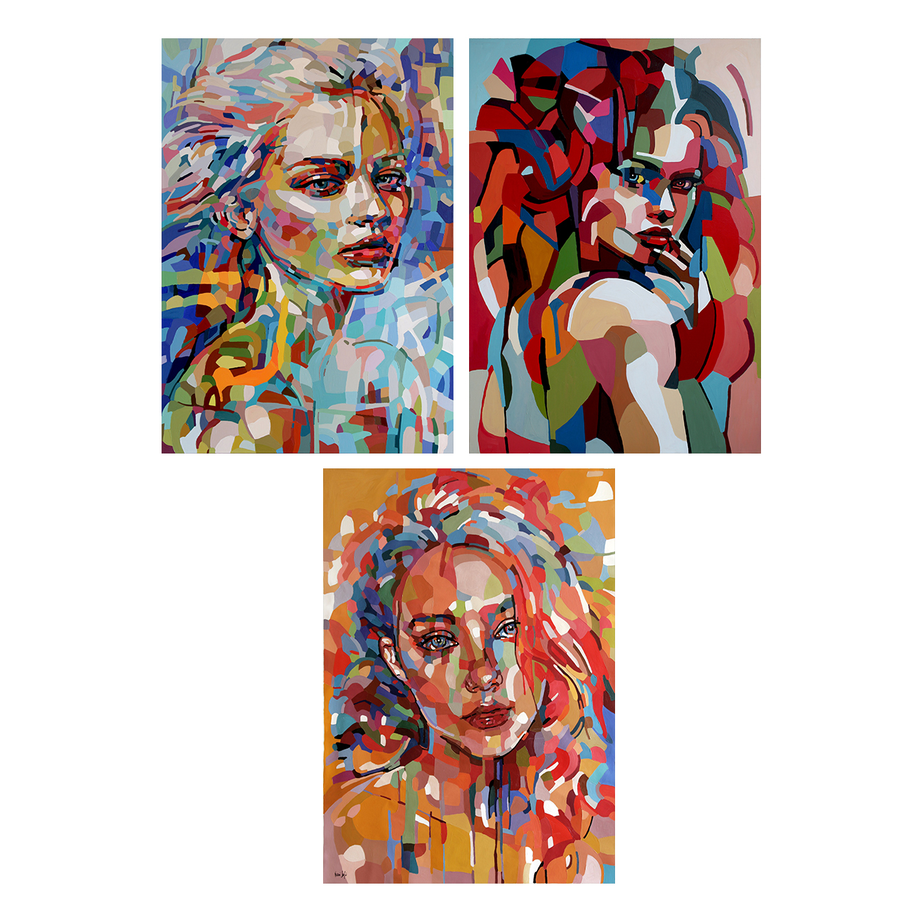 تابلو شاسی طرح پرتره آثار نومی سفیر کد SET103 مجموعه 3 عددی