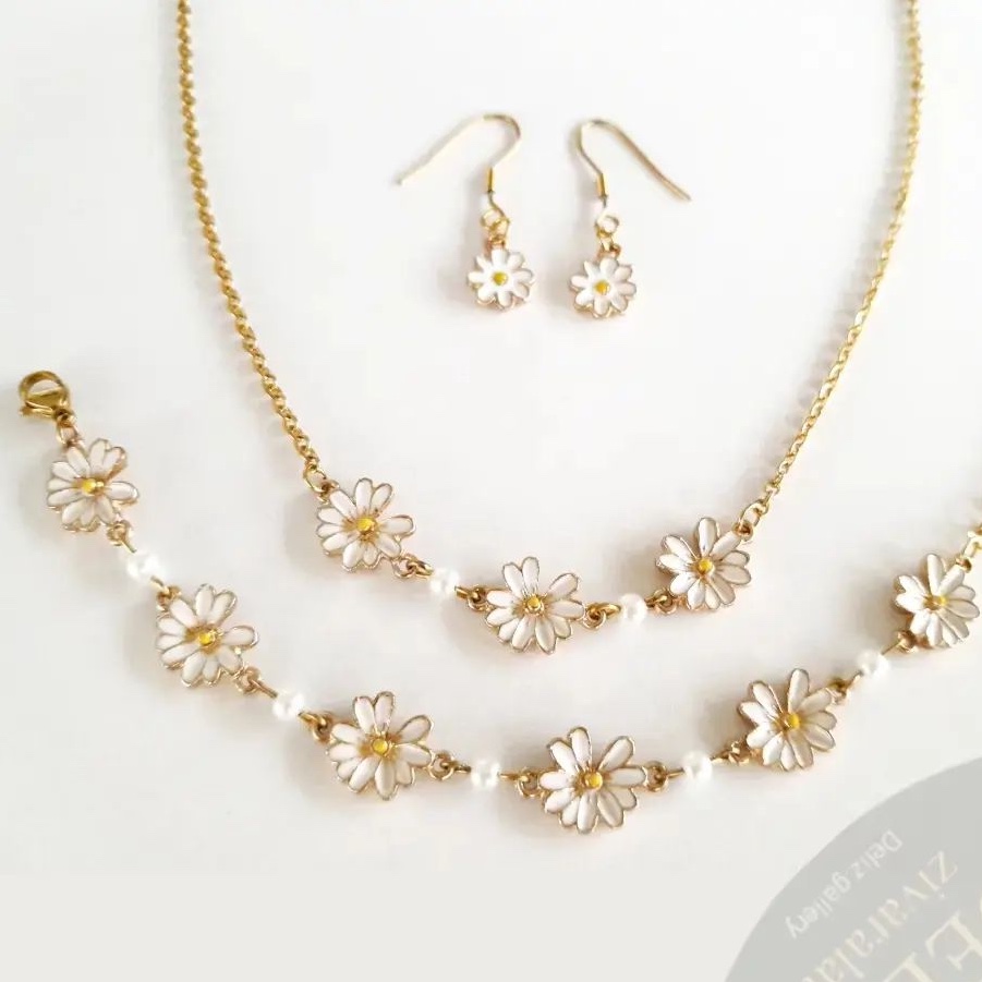 نیم ست بابونه ای تمام استیل 