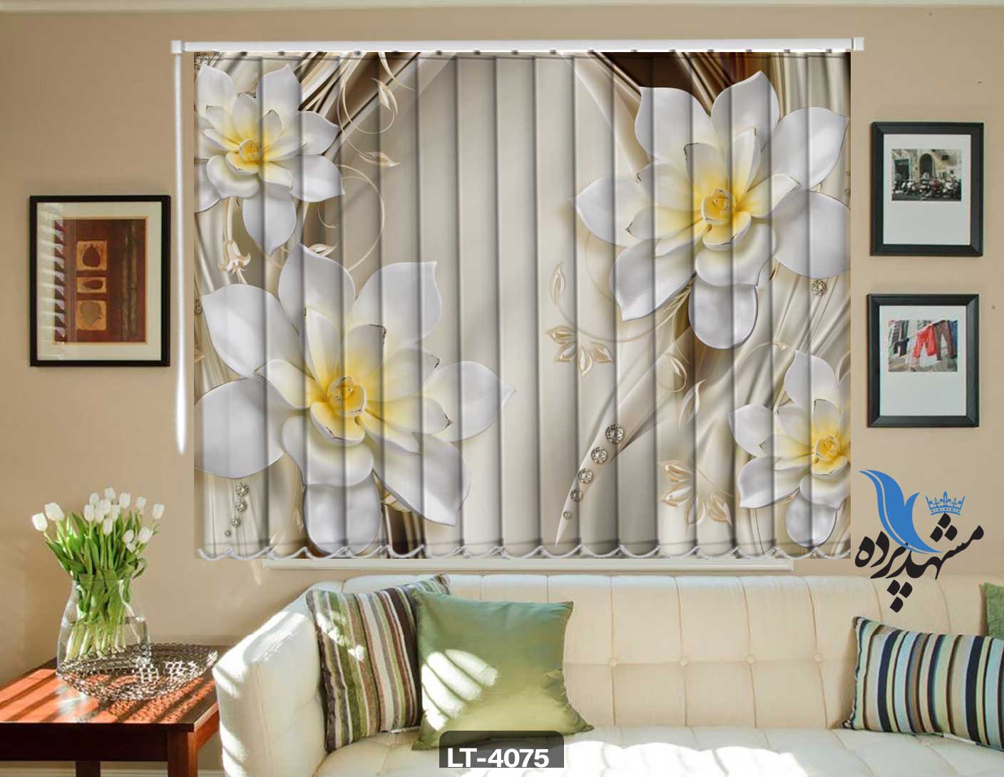پرده لوردراپه تصویری گل LT4075