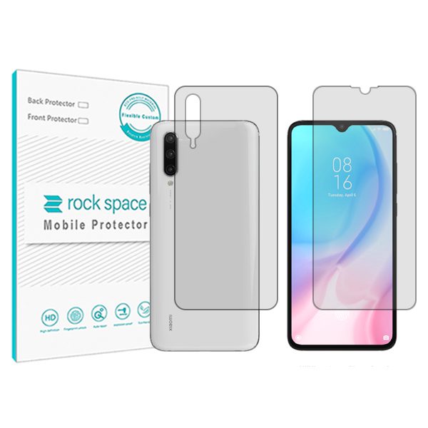 گلس محافظ صفحه نمایش و پشت گوشی شیائومی Mi 9 Lite مدل نانو هیدروژل شفاف برند راک اسپیس کد SS