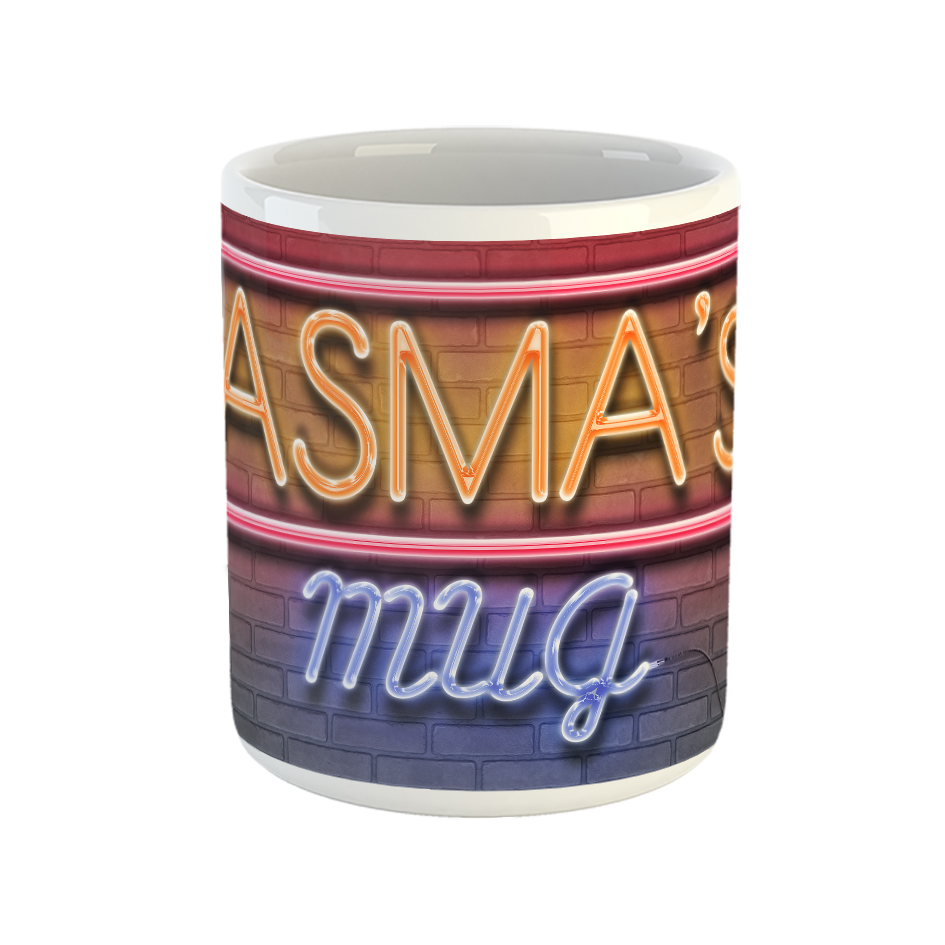 ماگ طرح تابلو نئون مدل اسما