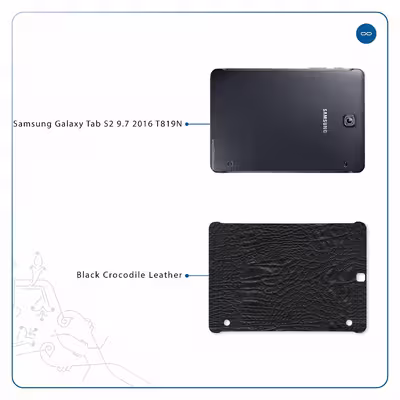 برچسب پوششی ماهوت مدل Black-Crocodile-Leather مناسب برای تبلت سامسونگ Galaxy Tab S2 9.7 2016 T819N
