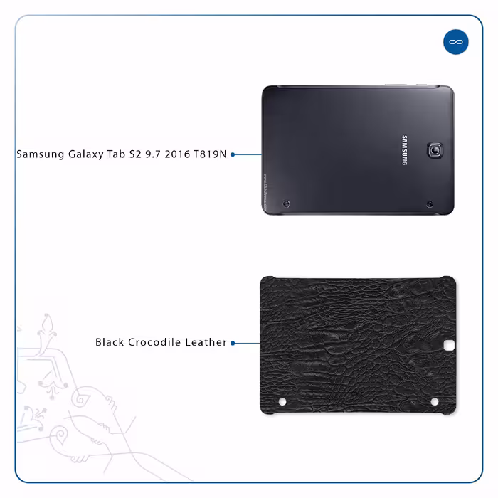 برچسب پوششی ماهوت مدل Black-Crocodile-Leather مناسب برای تبلت سامسونگ Galaxy Tab S2 9.7 2016 T819N